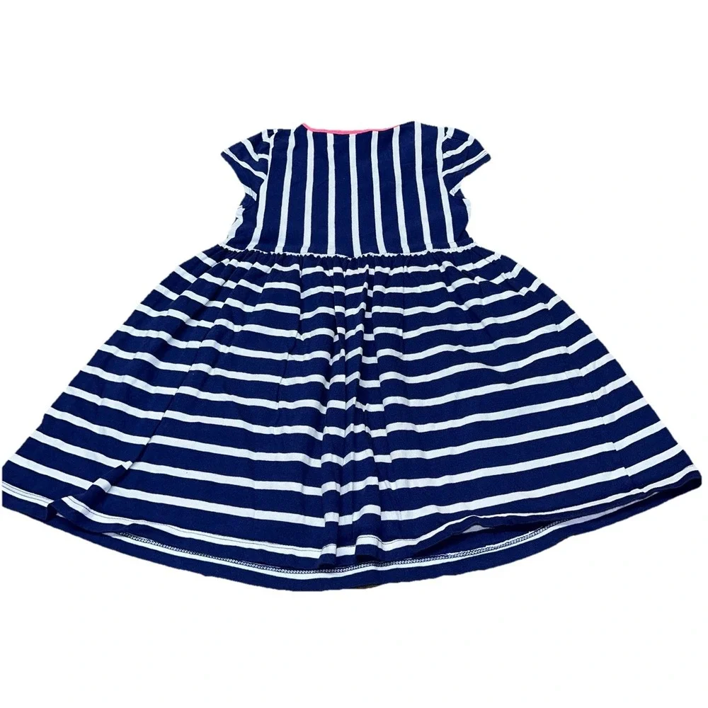 Gymboree Nautical Striped Navy White‎ Cotton Mid Length Dress Flower Girls 5T